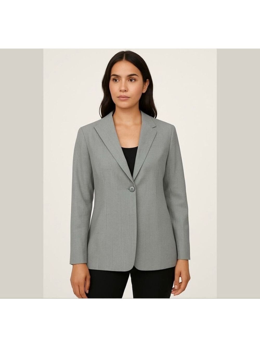 LAFAYETTE 148 Jacket One Button Blazer 100% Wool grey textured finish Sz 10
